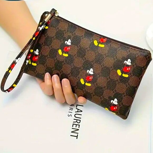 Disney Mickey Mouse Wallet Wrislet Bag Clutch Pouch Travel Purse Zip designer - Picture 1 of 2